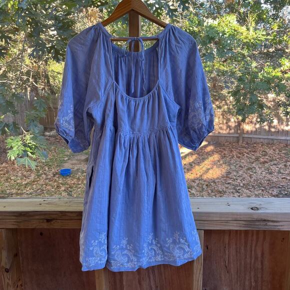 Chelsea & Violet Women's Embroidered Periwinkle Babydoll Dress Size M. NEW - Picture 2 of 11
